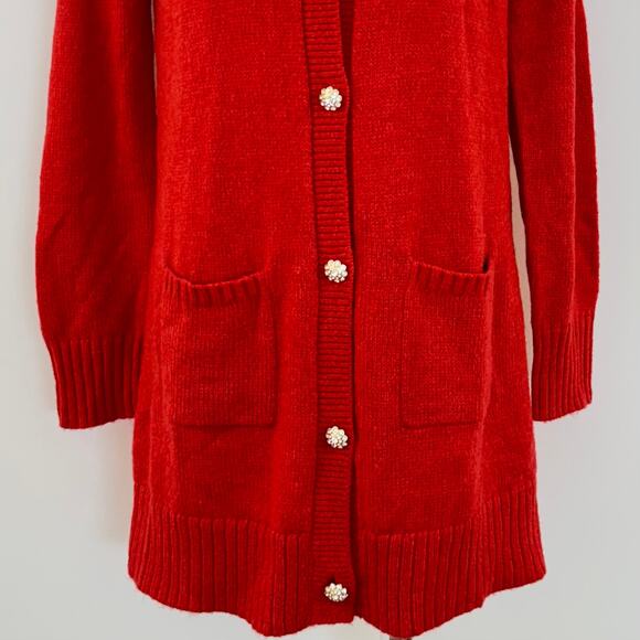 Lilly Pulitzer Leonette Sweater Cardigan Knit Amaryllis Red Wool Blend | M NWT - Picture 4 of 11